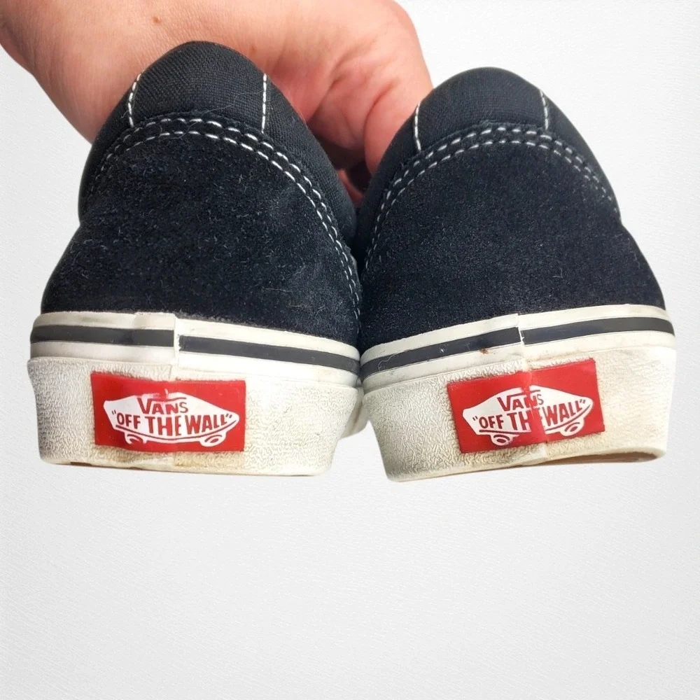 Vans Ward Low Top Sneakers Black White Suede Canvas Skate Shoes Womens 7